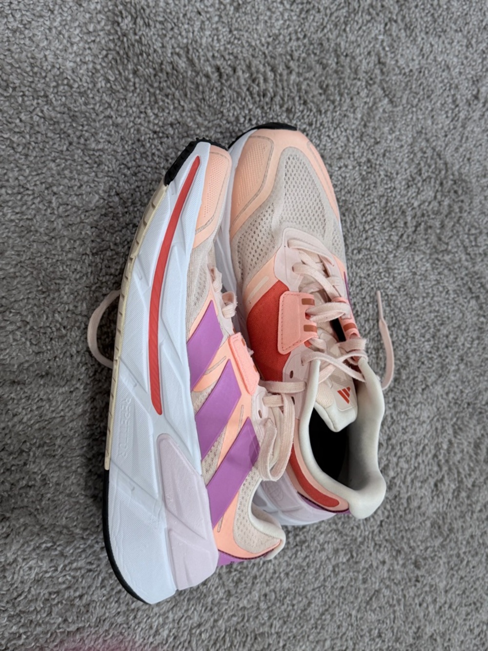 adidas Women’s Peach and Purple Mesh Running Sneakers